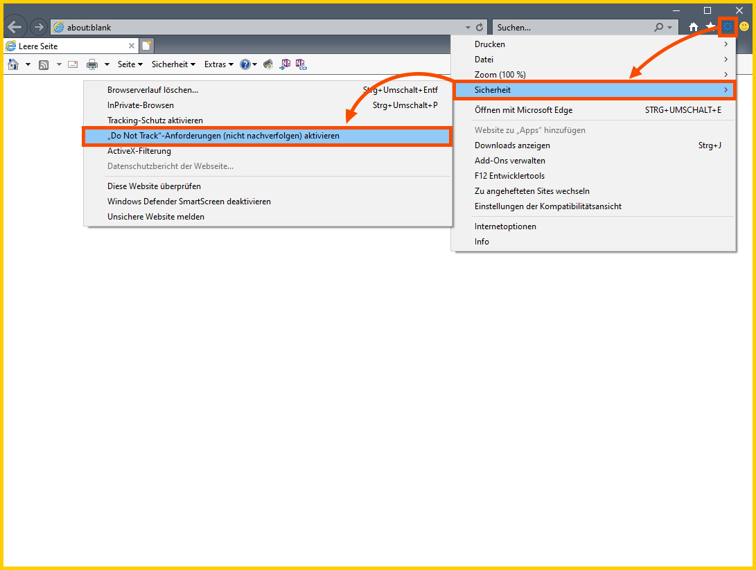 Internet Explorer 11 "Do Not Track" Einstellung